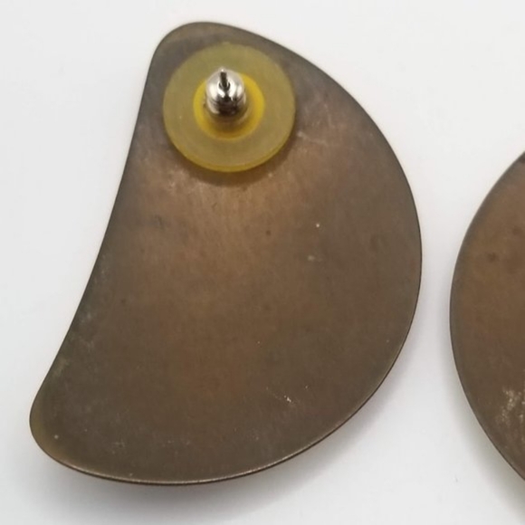 Copper and Enamel Pierced Earrings - Picture 4 of 5